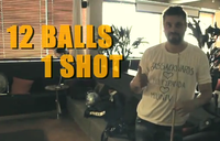 #67 (Video) On a pool or billiards table, sink at least 4 balls with one shot. So we know it's you doing it, wear a t-shirt displaying your GISHWHES team name. The more balls that go in, the more points.