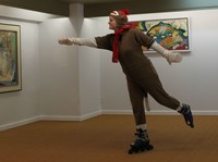 #175 Rollerblade through a museum - Steve Martin style - but wearing a sock monkey hat.