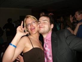 Bustin' out our dance moves at Kerry and Joseph's wedding. (Winter 2009)